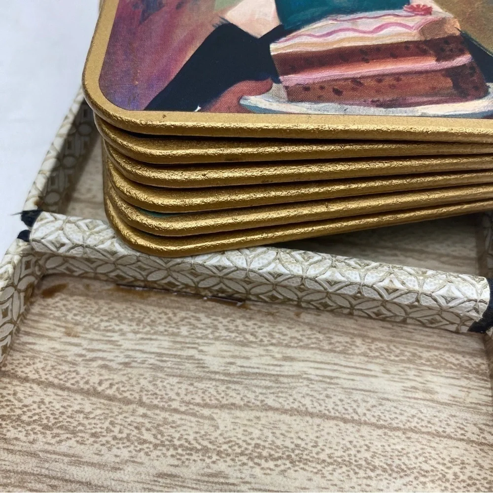 Vintage Coasters Set of 6 MCM Mid Century England Win El Barware